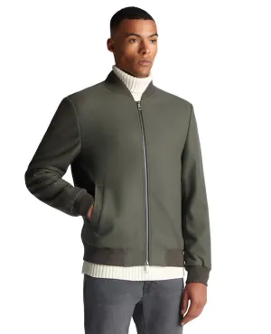 ID80090-Remus Uomo  Green Flannel Bomber Jacket