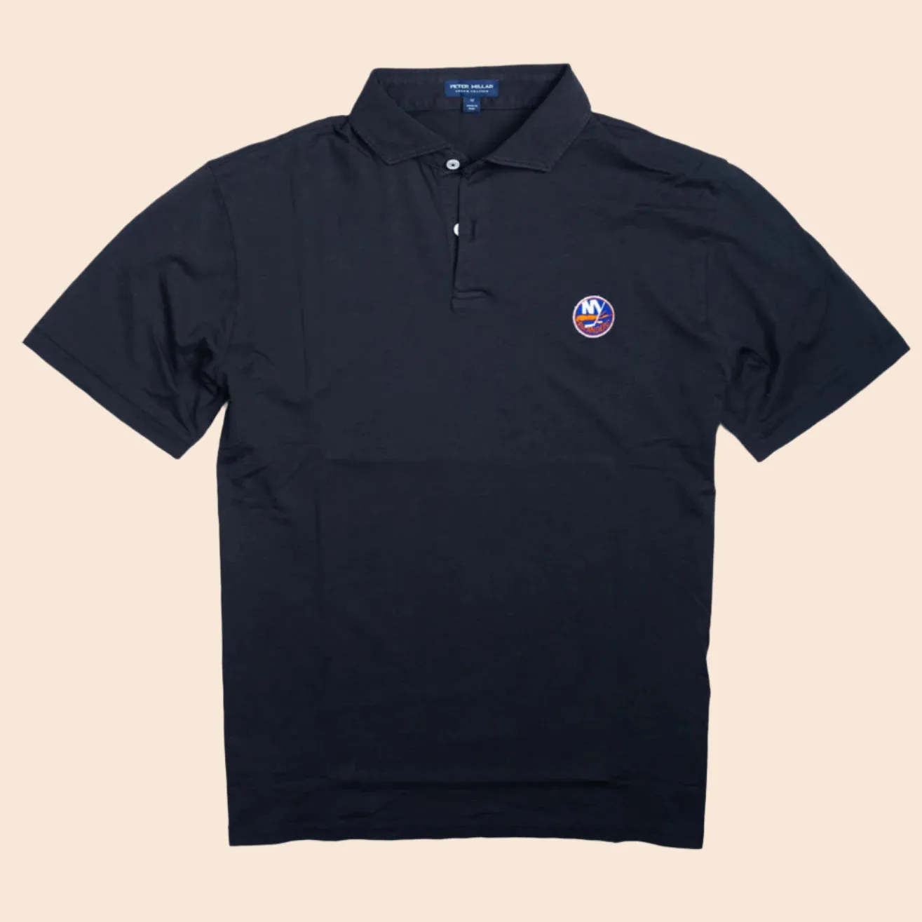 Islanders x Peter Millar Black Pima Cotton Polo