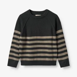 Knit Pullover Benja - black beige stripe