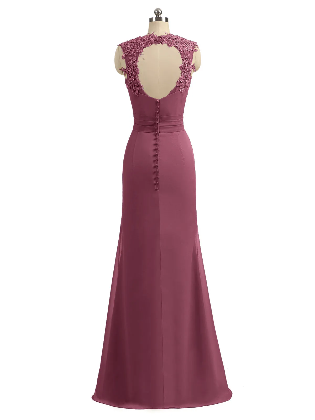 Lace Appliqued Strap Sheath Open Back Dress Mulberry Plus Size