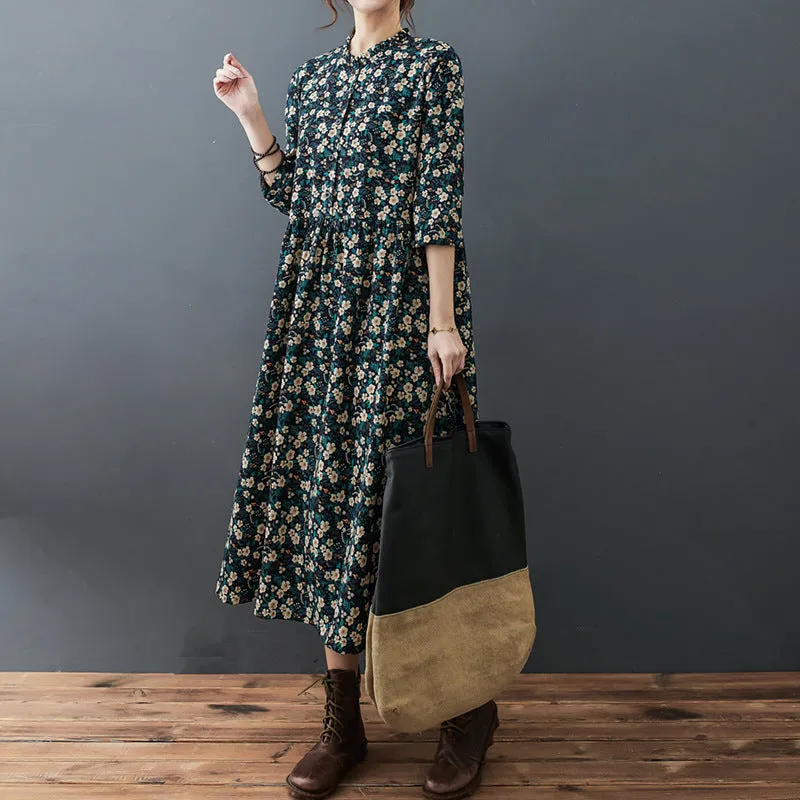 Lace Collar Floral Chiffon Dress