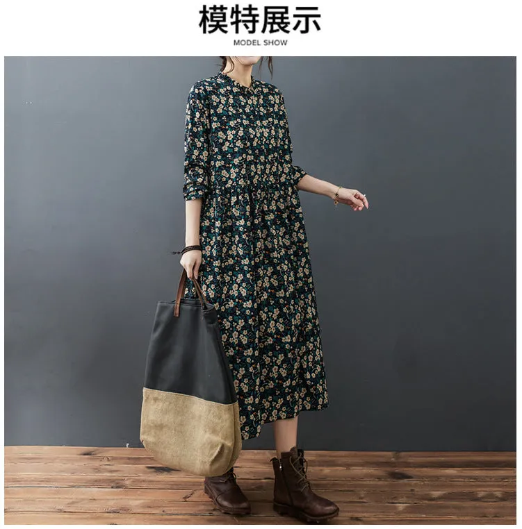 Lace Collar Floral Chiffon Dress