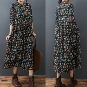 Lace Collar Floral Chiffon Dress