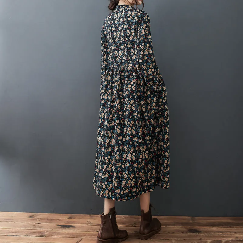 Lace Collar Floral Chiffon Dress