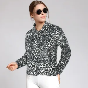 Leopard Print Croped shacket For Women-Ladies-2031-Black