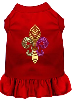 Mardi Gras Fleur De Lis Rhinestone Dress Red Xxl