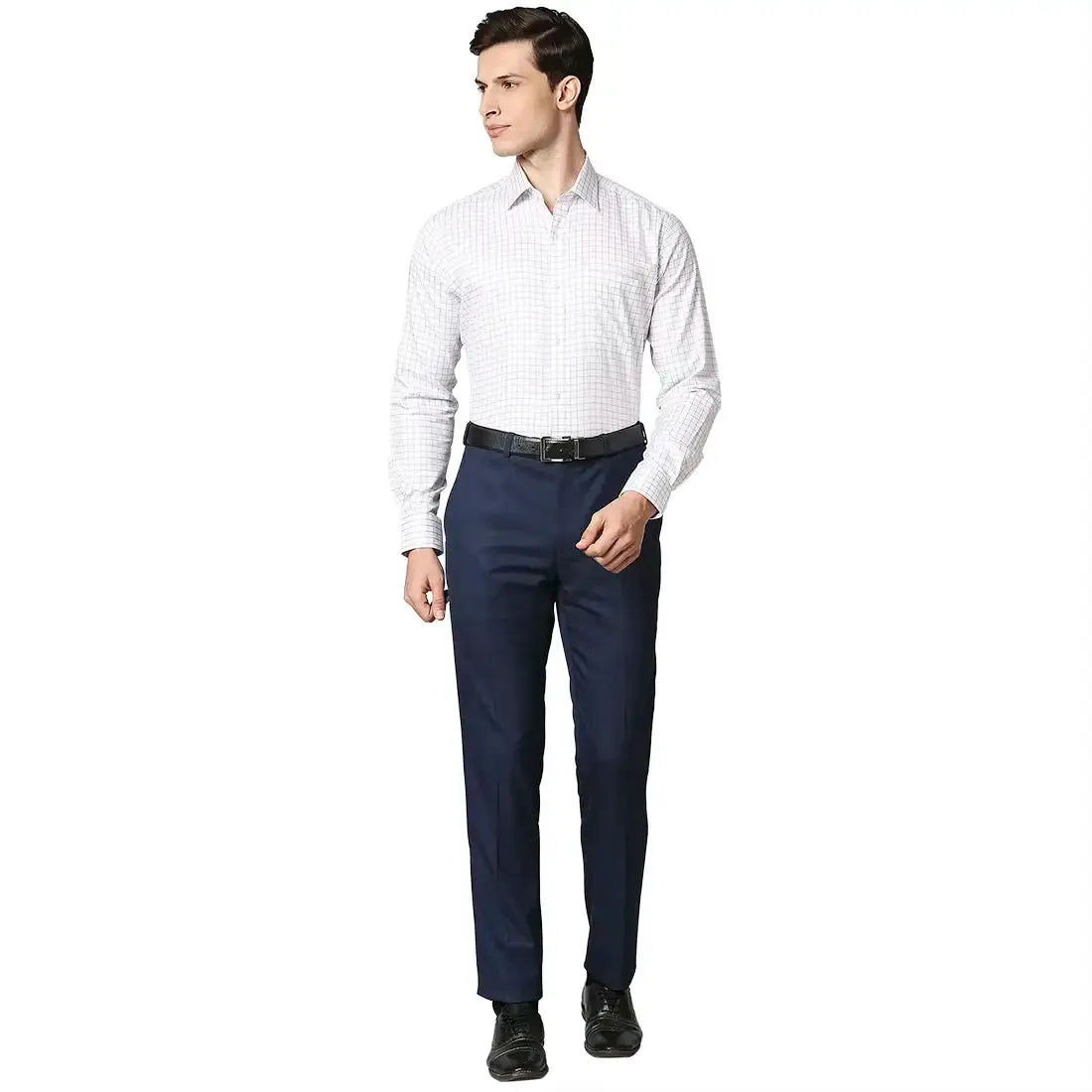 Men Violet Contemporary Fit Checks Cotton Full Sleeve Shirts