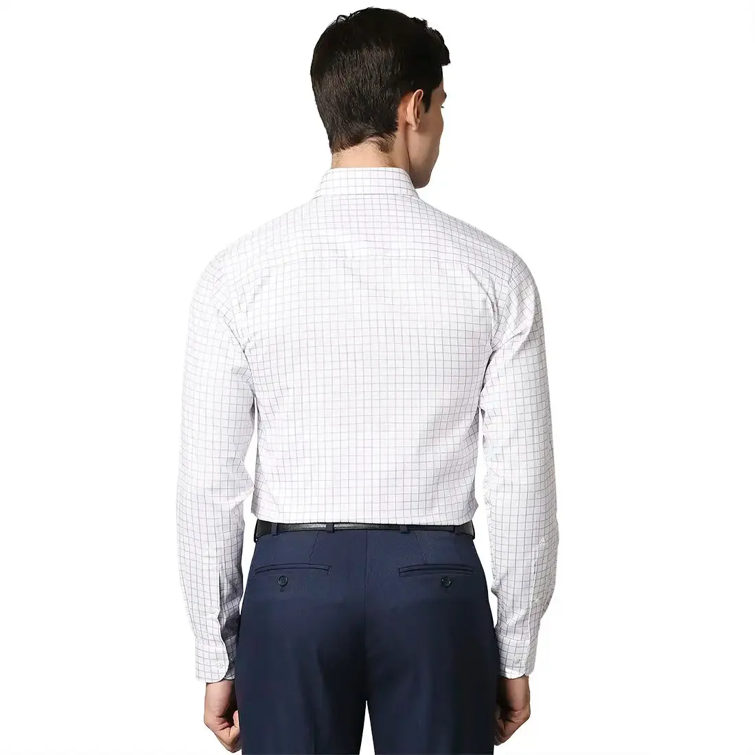 Men Violet Contemporary Fit Checks Cotton Full Sleeve Shirts