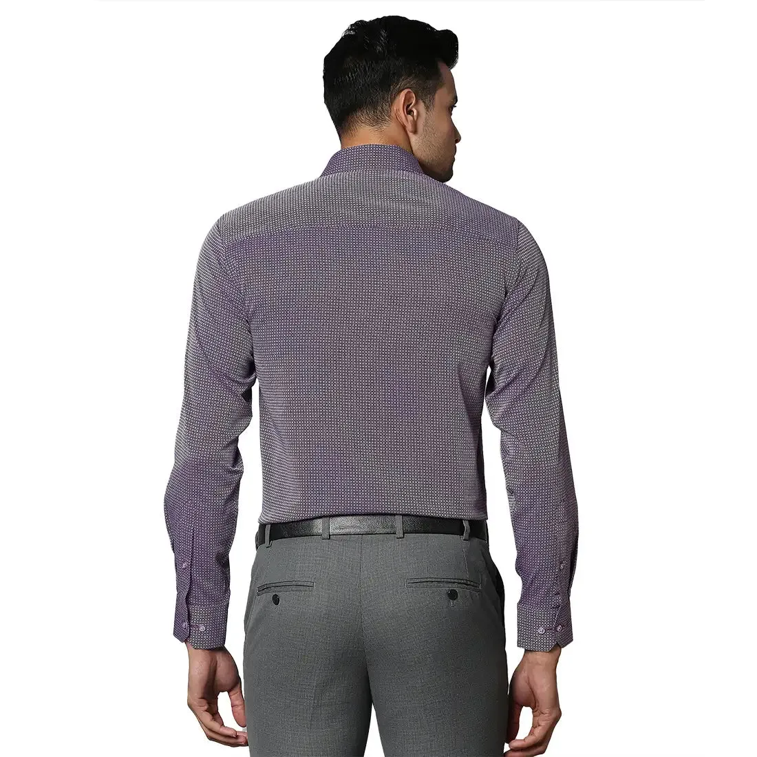 Men Violet Contemporary Fit Structure Cotton Full Sleeve Shirts