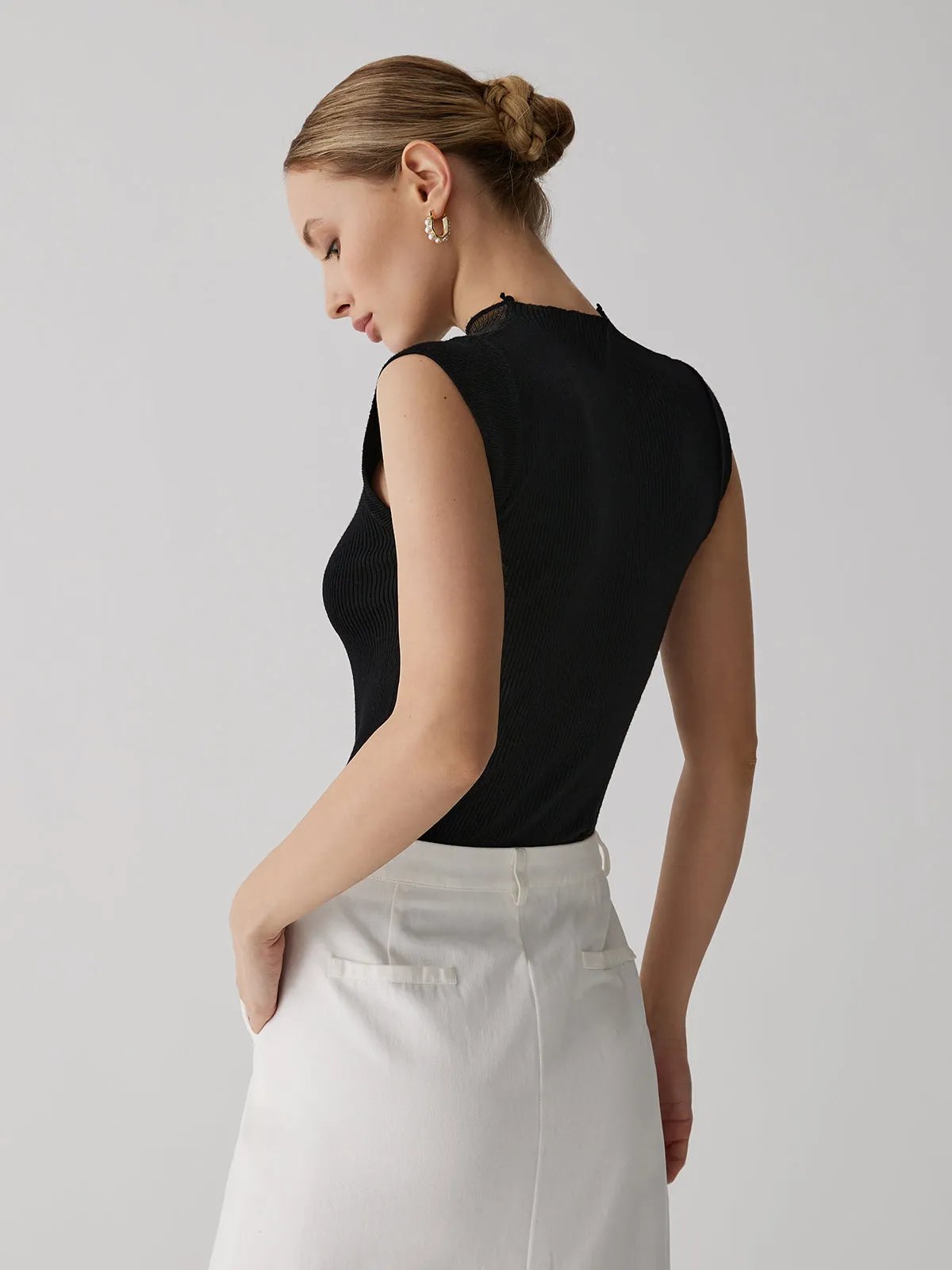 Mesh Patchwork Graceful Sleeveless Top