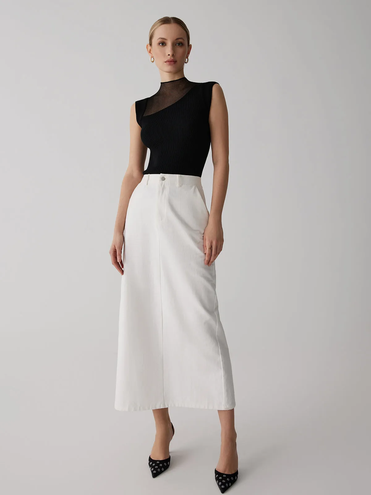 Mesh Patchwork Graceful Sleeveless Top