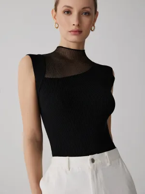 Mesh Patchwork Graceful Sleeveless Top