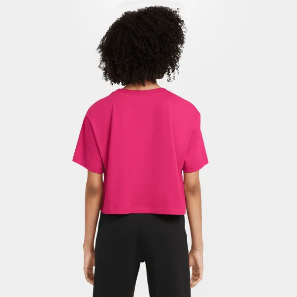 Nike - Women - Essential Crop Icon Logo Tee - Fireberry/White