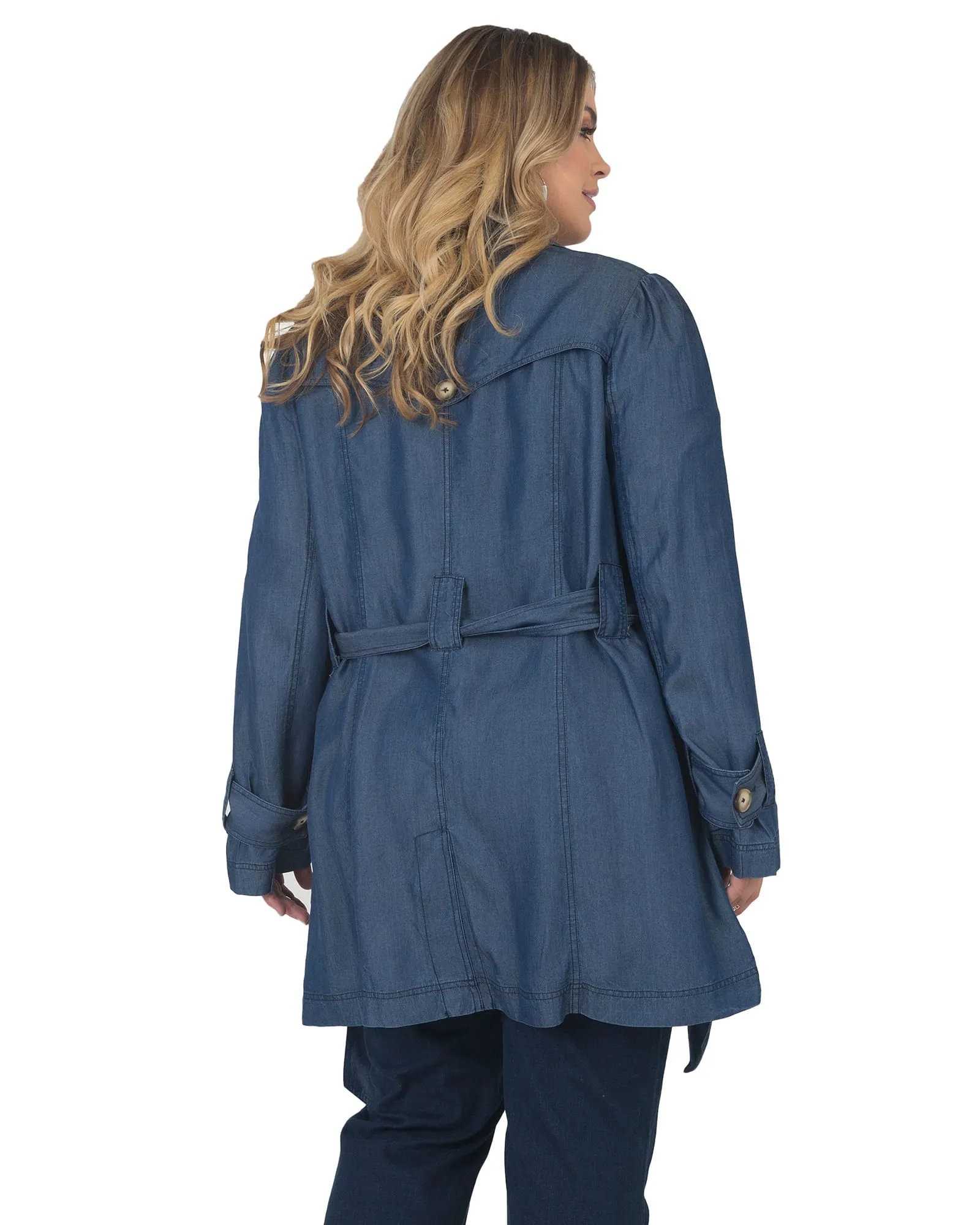 Odette Tencel Denim Trench Coat | Dark Wash