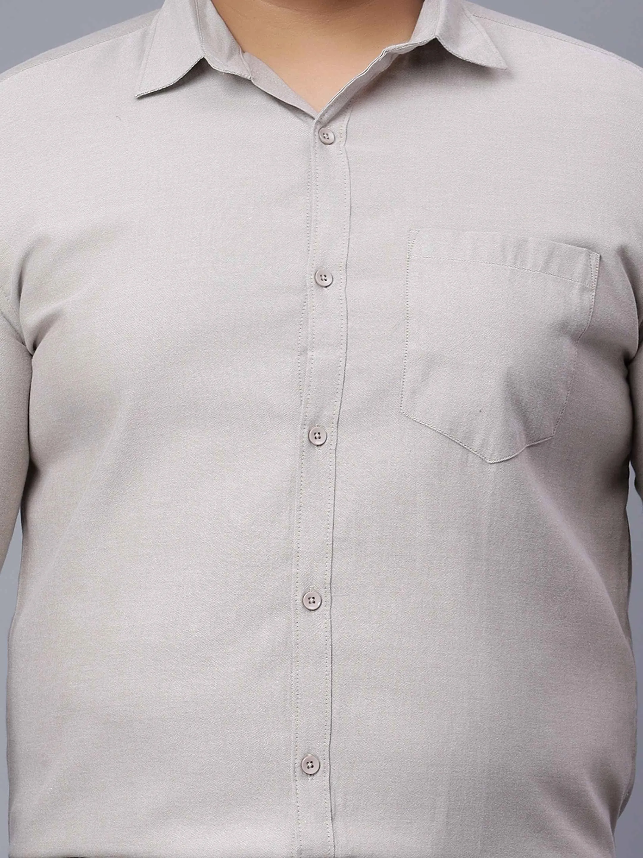 Oxford Cotton Beige Grey Premium Plus Size Shirt