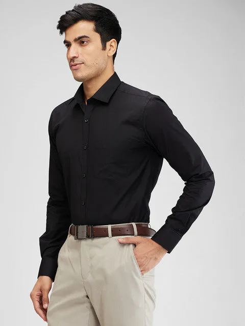 Park Avenue Men Black Slim Fit Cotton Blend Formal Shirts