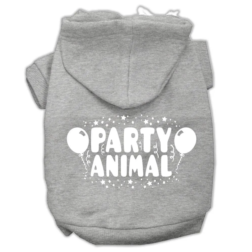 Party Animal Screen Print Pet Hoodies Grey Size Xxl (18)