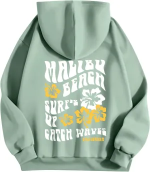 Pink Palm Puff Hoodie Letter Print Y2k Sweatshirt Trendy Preppy Sweatshirts for Teen Girls Cute Clothes