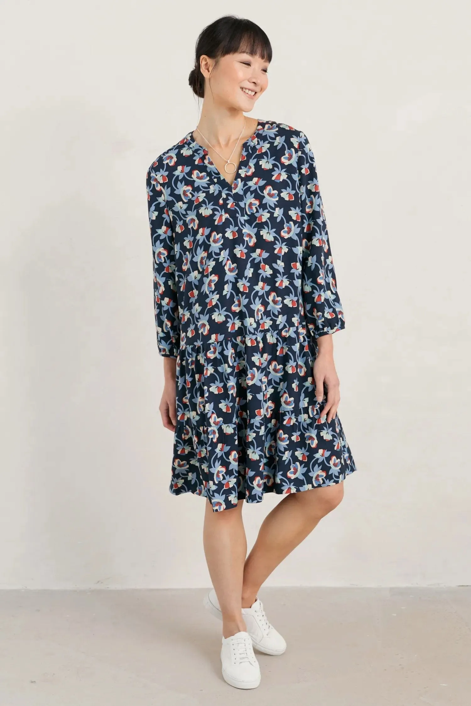 Proctor Tiered Dress - Hellebore Collage Maritime