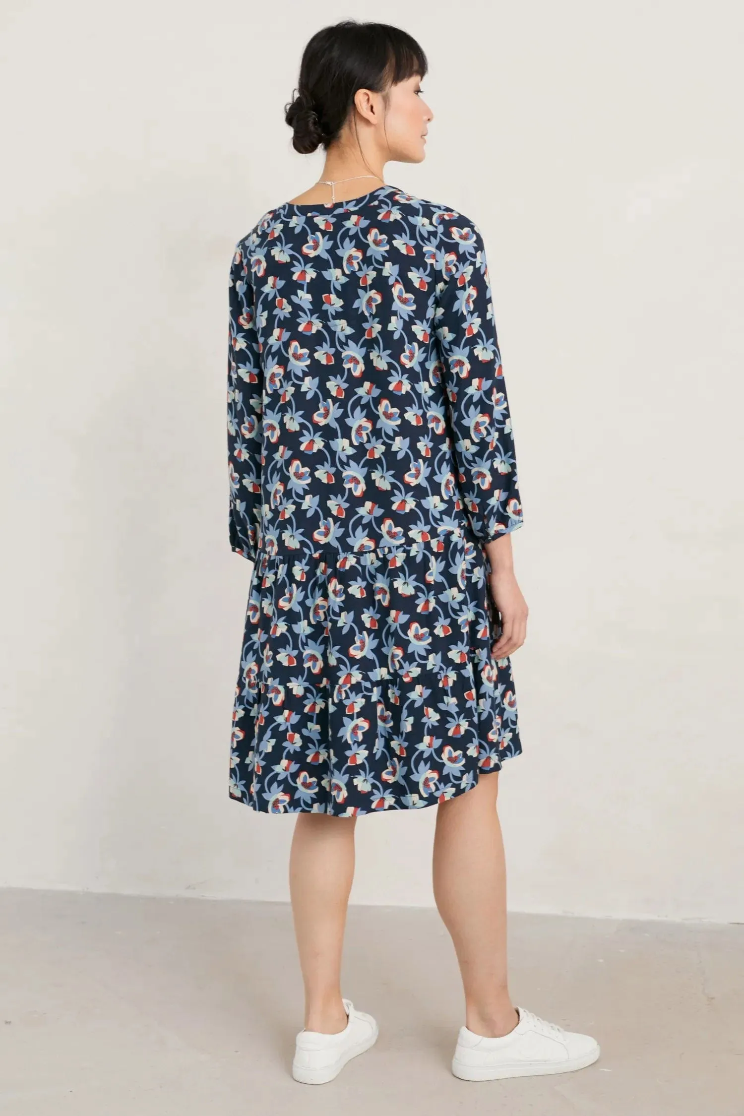Proctor Tiered Dress - Hellebore Collage Maritime