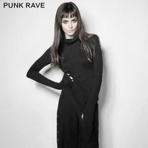 PT-108 Personality Sharp High Collar Long Sleeves Women Skinny Punk Shirts