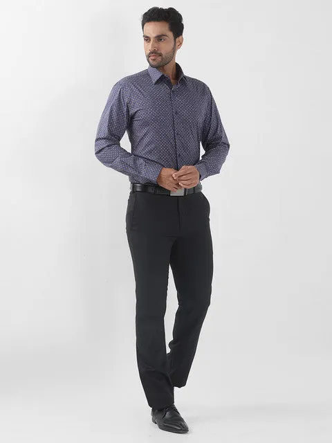 Raymond Men Blue Printed Slim Fit Cotton Blend Formal Shirts