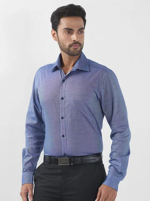 Raymond Men Blue Solid Slim Fit Cotton Formal Shirts