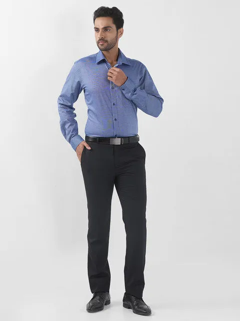 Raymond Men Blue Solid Slim Fit Cotton Formal Shirts
