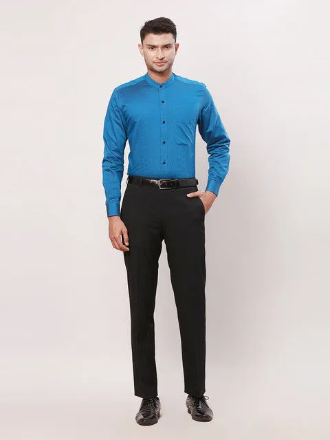 Raymond Men Blue Stripe Contemporary Fit Cotton Formal Shirts