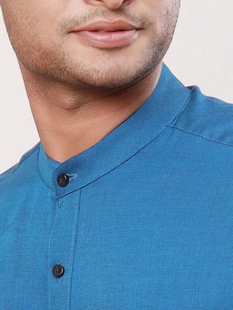 Raymond Men Blue Stripe Contemporary Fit Cotton Formal Shirts