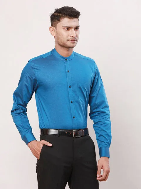 Raymond Men Blue Stripe Contemporary Fit Cotton Formal Shirts