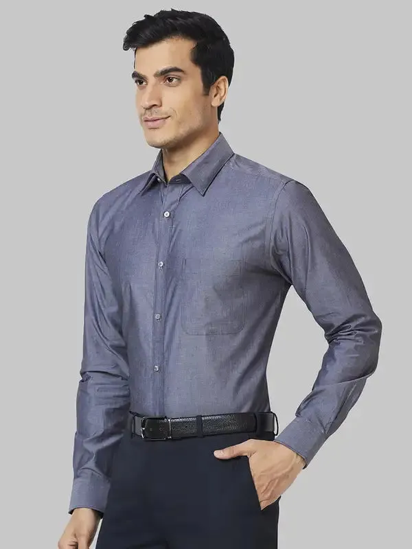 Raymond Men Grey Slim Fit Solid Cotton Shirts