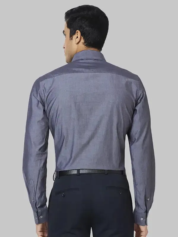 Raymond Men Grey Slim Fit Solid Cotton Shirts