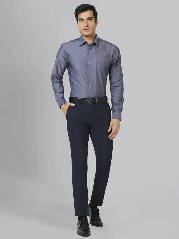 Raymond Men Grey Slim Fit Solid Cotton Shirts