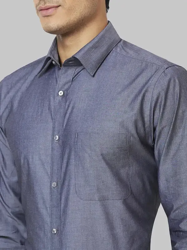 Raymond Men Grey Slim Fit Solid Cotton Shirts
