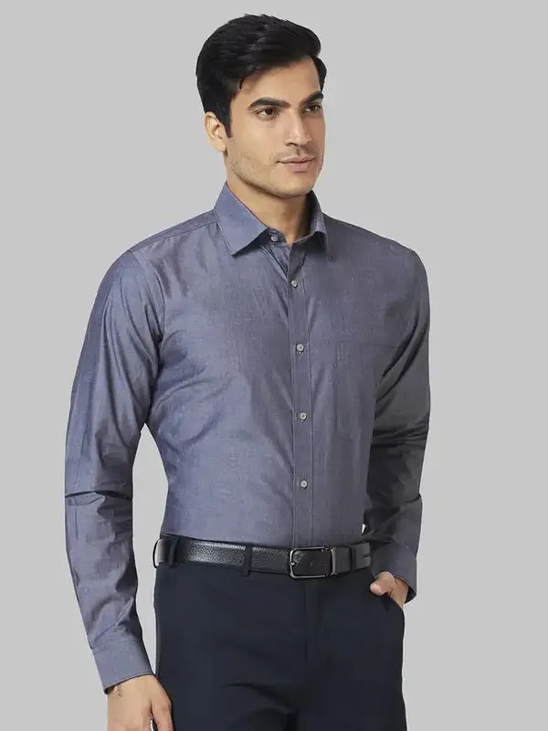 Raymond Men Grey Slim Fit Solid Cotton Shirts