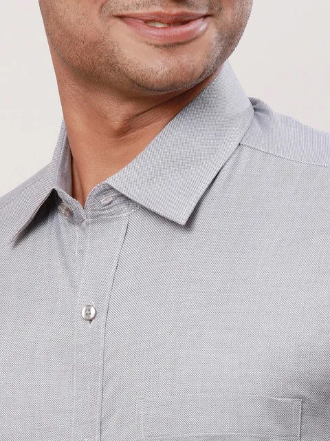 Raymond Men Grey Solid Contemporary Fit Cotton Formal Shirts