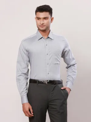 Raymond Men Grey Solid Contemporary Fit Cotton Formal Shirts
