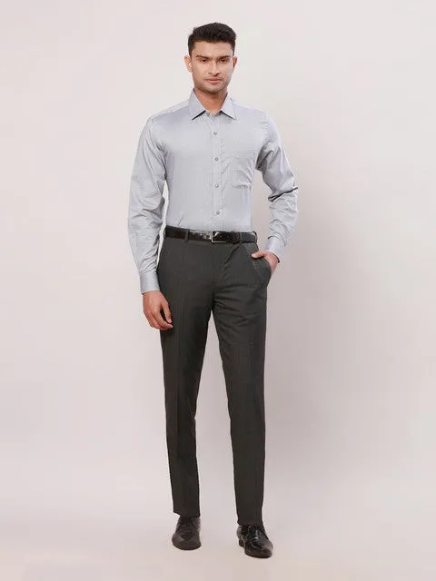 Raymond Men Grey Solid Contemporary Fit Cotton Formal Shirts