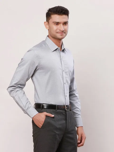 Raymond Men Grey Solid Contemporary Fit Cotton Formal Shirts