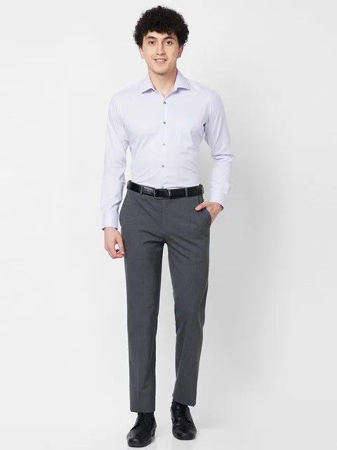 Raymond Men Grey Solid Contemporary Fit Cotton Wrinkle Free Formal Shirt