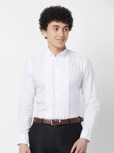 Raymond Men White Stripe Contemporary Fit Cotton Formal Shirt