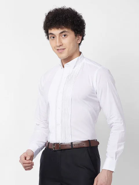 Raymond Men White Stripe Contemporary Fit Cotton Formal Shirt
