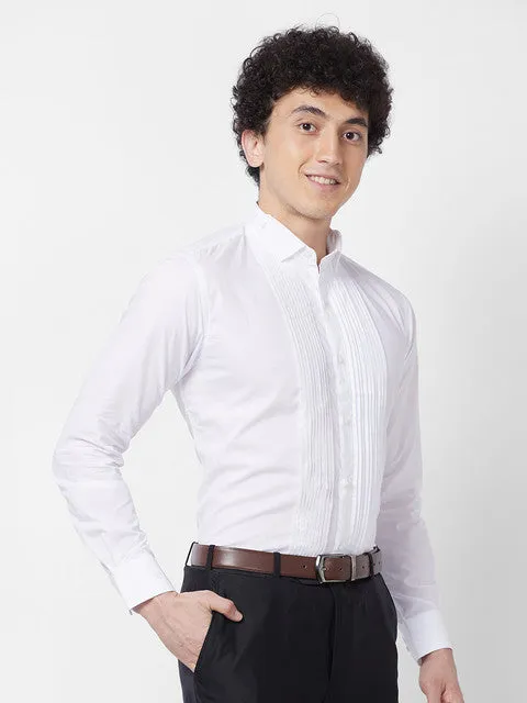 Raymond Men White Stripe Contemporary Fit Cotton Formal Shirt
