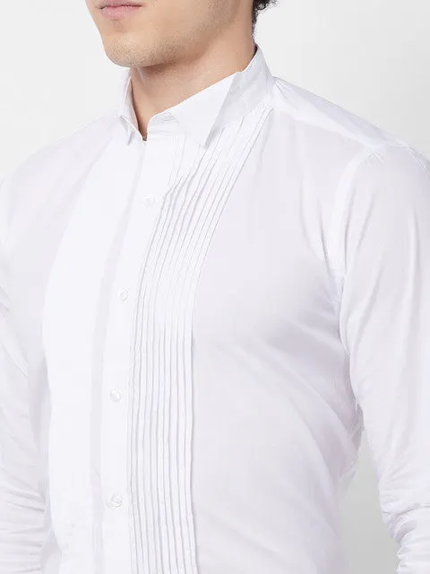 Raymond Men White Stripe Contemporary Fit Cotton Formal Shirt