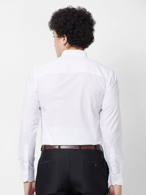 Raymond Men White Stripe Contemporary Fit Cotton Formal Shirt