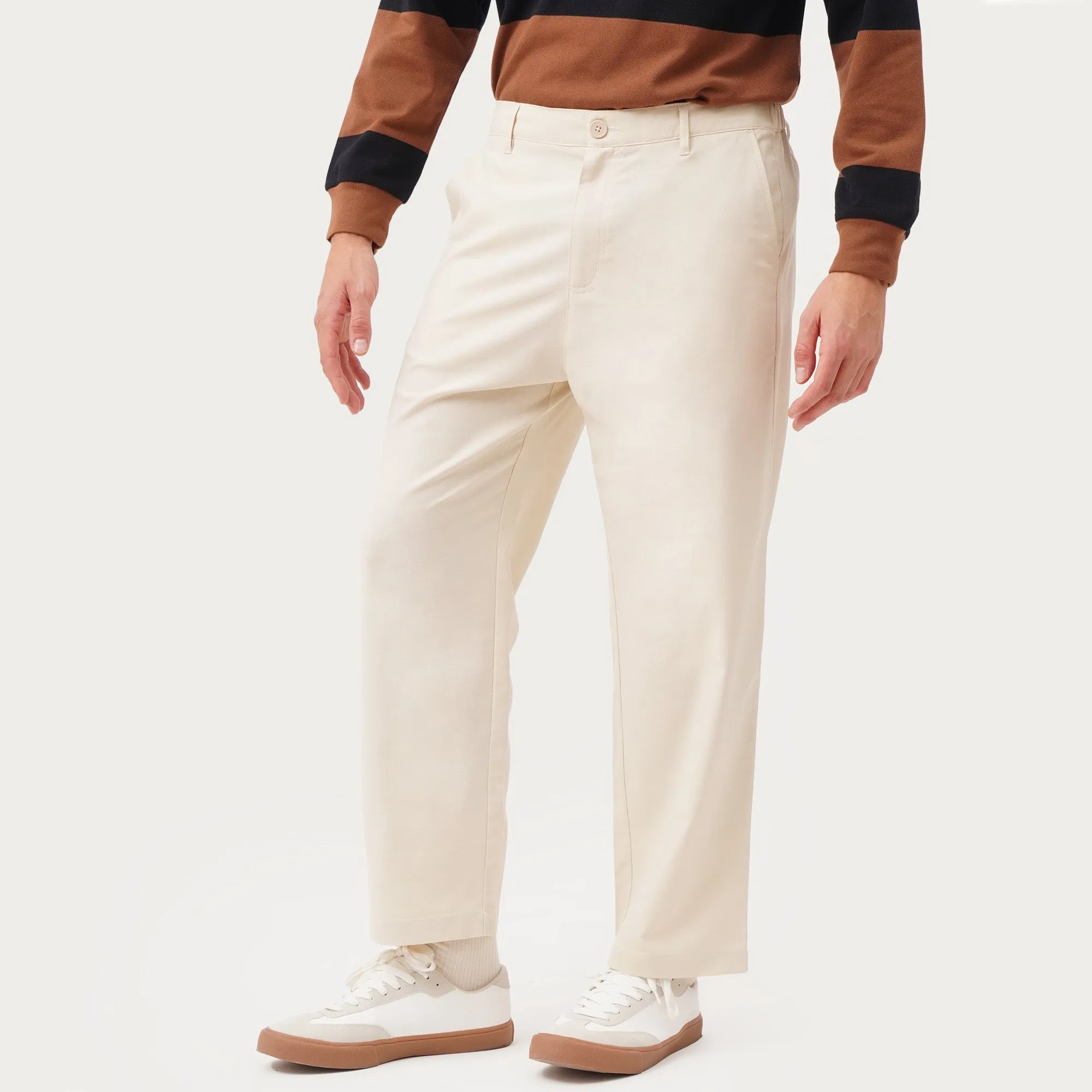 Relaxed Fit Trousers In Linen