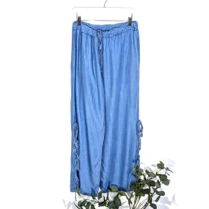 Relaxed lyocell straight leg trousers with tie side (M-L)