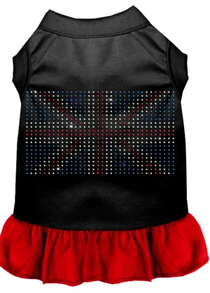 Rhinestone British Flag Dress Black With Red Lg