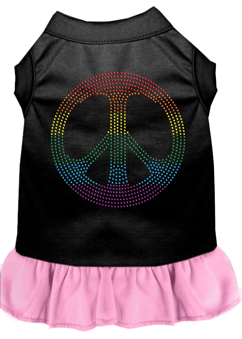 Rhinestone Rainbow Peace Dress Black With Light Pink Xxxl